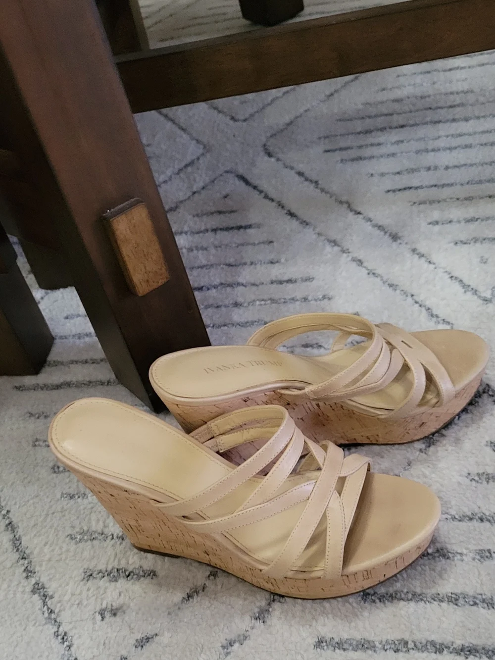 Ivanka Trump Beige Cork Wedge Heels